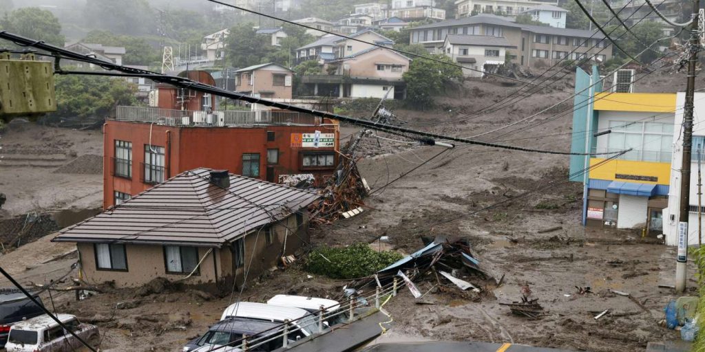 In central Japan, two people died and twenty were missing in landslides