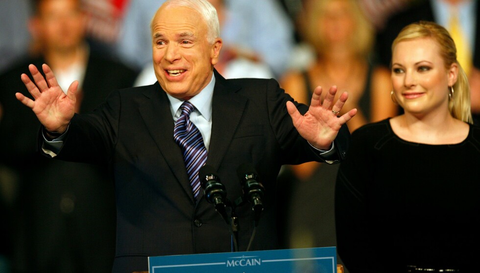 Candidate Candidate: John McCain with his daughter Megan during a campaign rally in 2008 when he was the Republican presidential candidate against Barack Obama, the Democrat.  Photo: John Somers Ii/UPI/Shutterstock