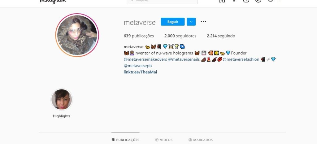 Mulher perde sua conta @metaverse no Instagram após Facebook mudar de nome
