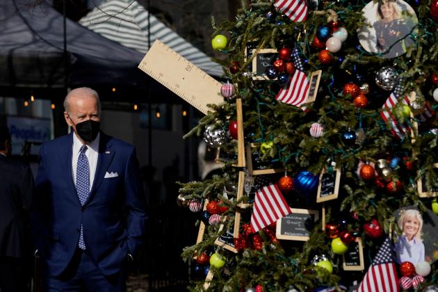 US President Joe Biden lauded the decorated Christmas tree in memory of American teachers in Washington on Friday, December 24, 2021.