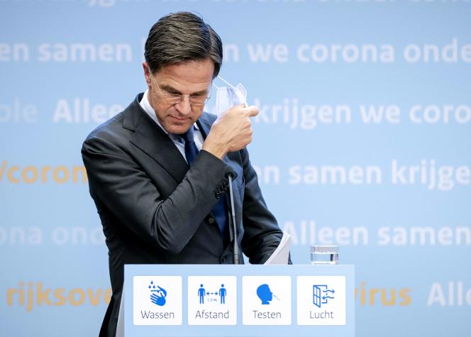 Dutch Prime Minister Mark Rutte at a press conference in The Hague on December 14, 2021.