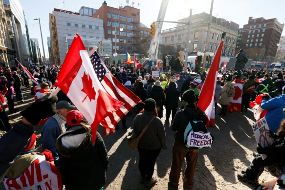 TOTAL: Truck drivers and their supporters gather to demonstrate in the Canadian capital, Ottawa.  Among other things, they protested the authorities' coronavirus restrictions.  The photo was taken on January 31, 2022. Photo: Blair Gable/Reuters.