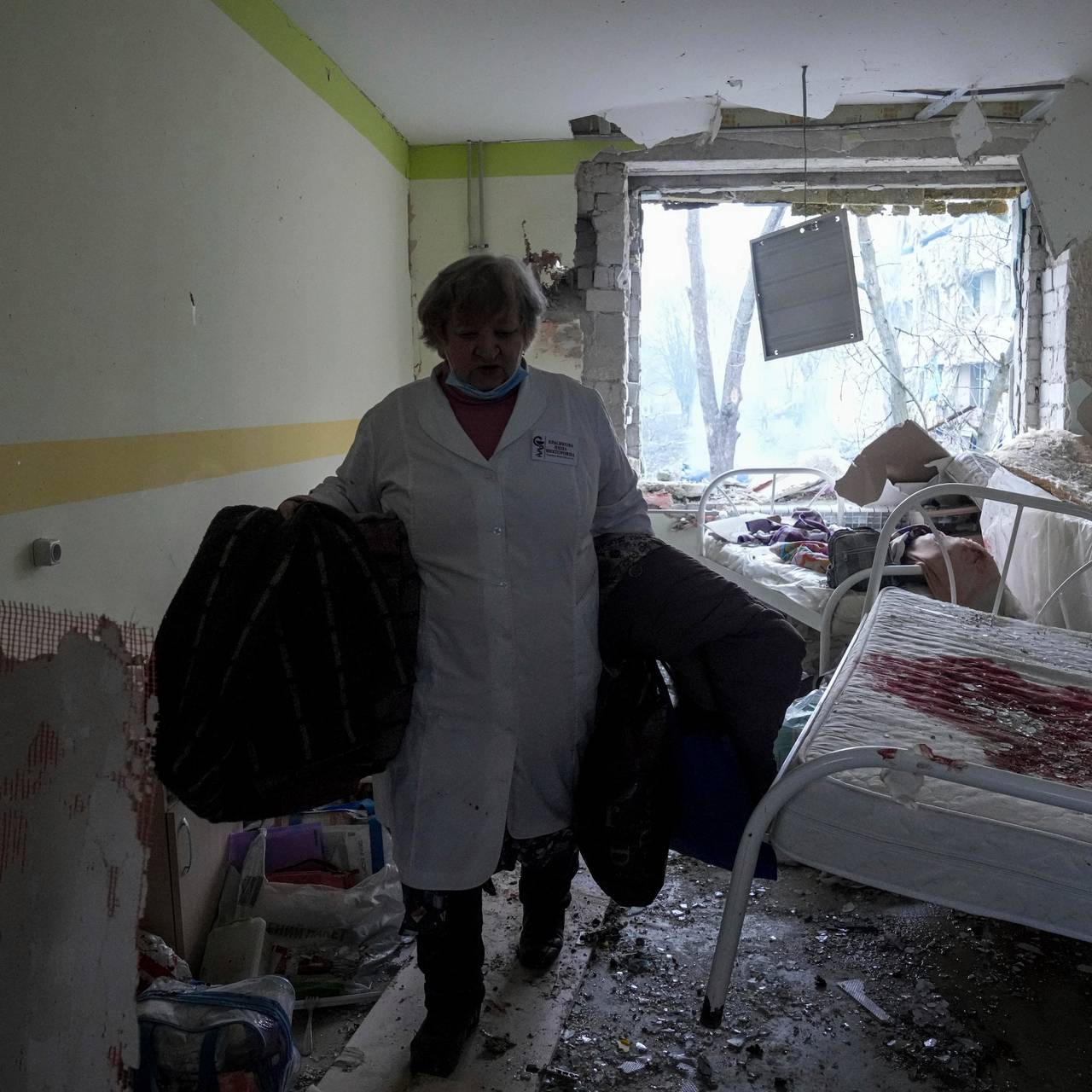 Hospital in Mariupol after the bombing.