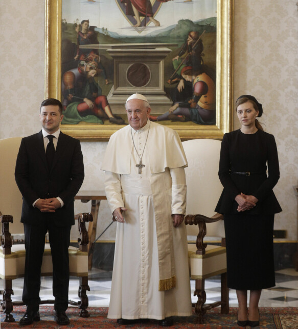 With the Pope: In 2020, Zelensky and Zelenska were in a meeting with Pope Francis at the Vatican.  Photo: Gregorio Borgia / AP