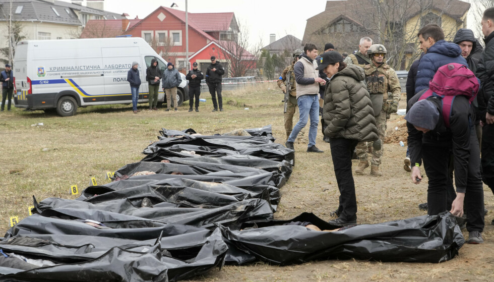 Engraved: Irina Venediktova went to Potsja on April 8 and witnessed the exhumation of the bodies from the mass graves.  Photo: AP Photo / Efrem Lukatsky / NTB