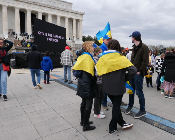 Commitment: Demonstrations in support of Ukraine are held regularly in Washington and other US cities.  Photo: Øystein Bogen/TV 2.
