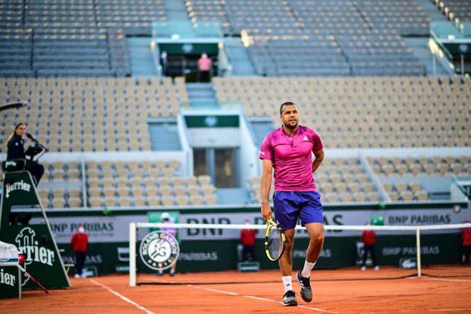 French tennis player Jo-Wilfried Tsonga during the last Roland-Carros match on May 31, 2021 in Paris.