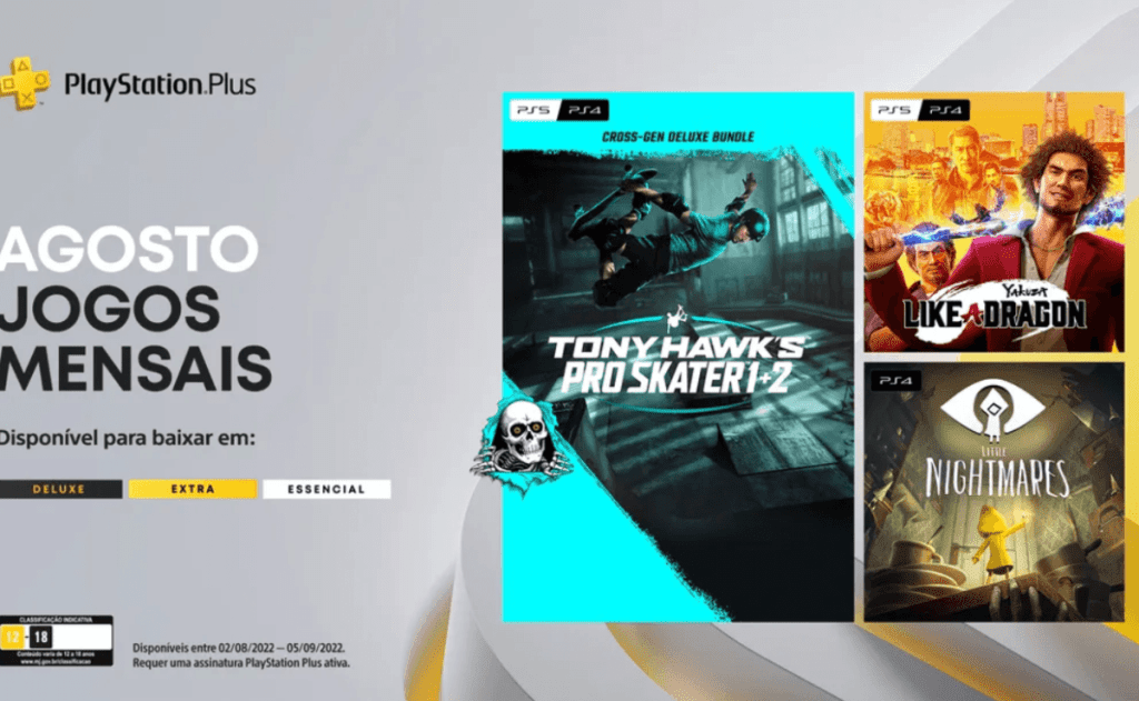 PlayStation Plus in August will contain Tony Hawk's Pro Skater 1 + 2, Little Nightmares and Yakuza games