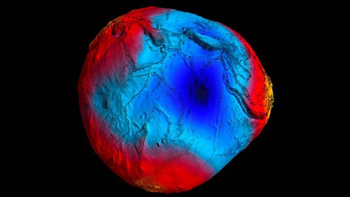 A geoid model from which to map topographical features of a planet, as well as to better understand changes in its gravitational field