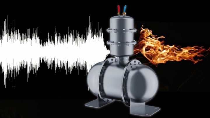 Illustration of a heat pump converting sound into heat