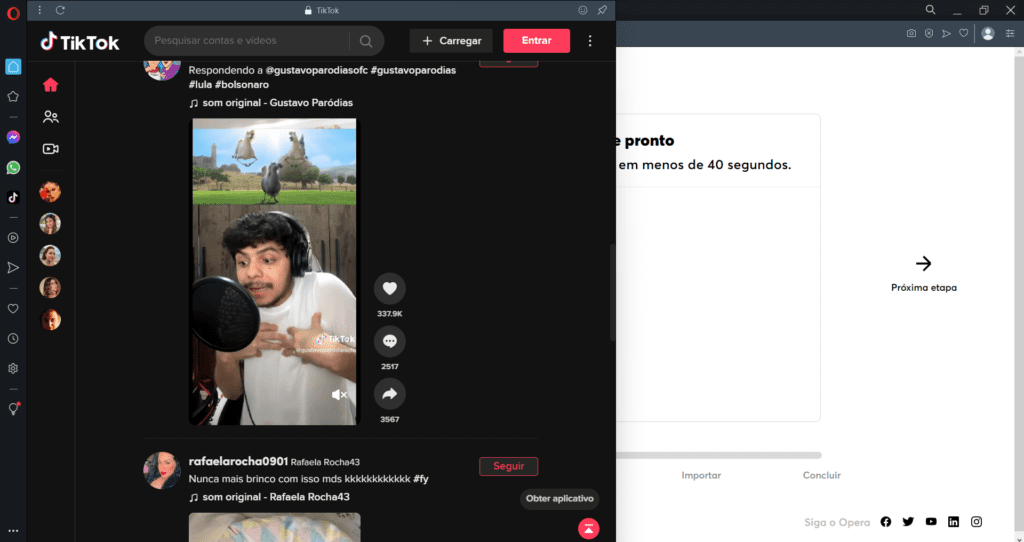 Use opera, the first browser with tiktok